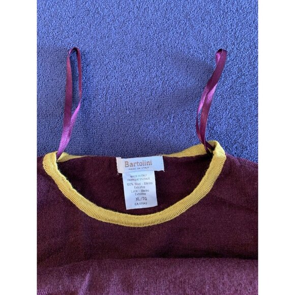 Bartolini Merino Wool Sweater Kids XL Made In Italy Burgundy Wine Red Mustard - Picture 6 of 8